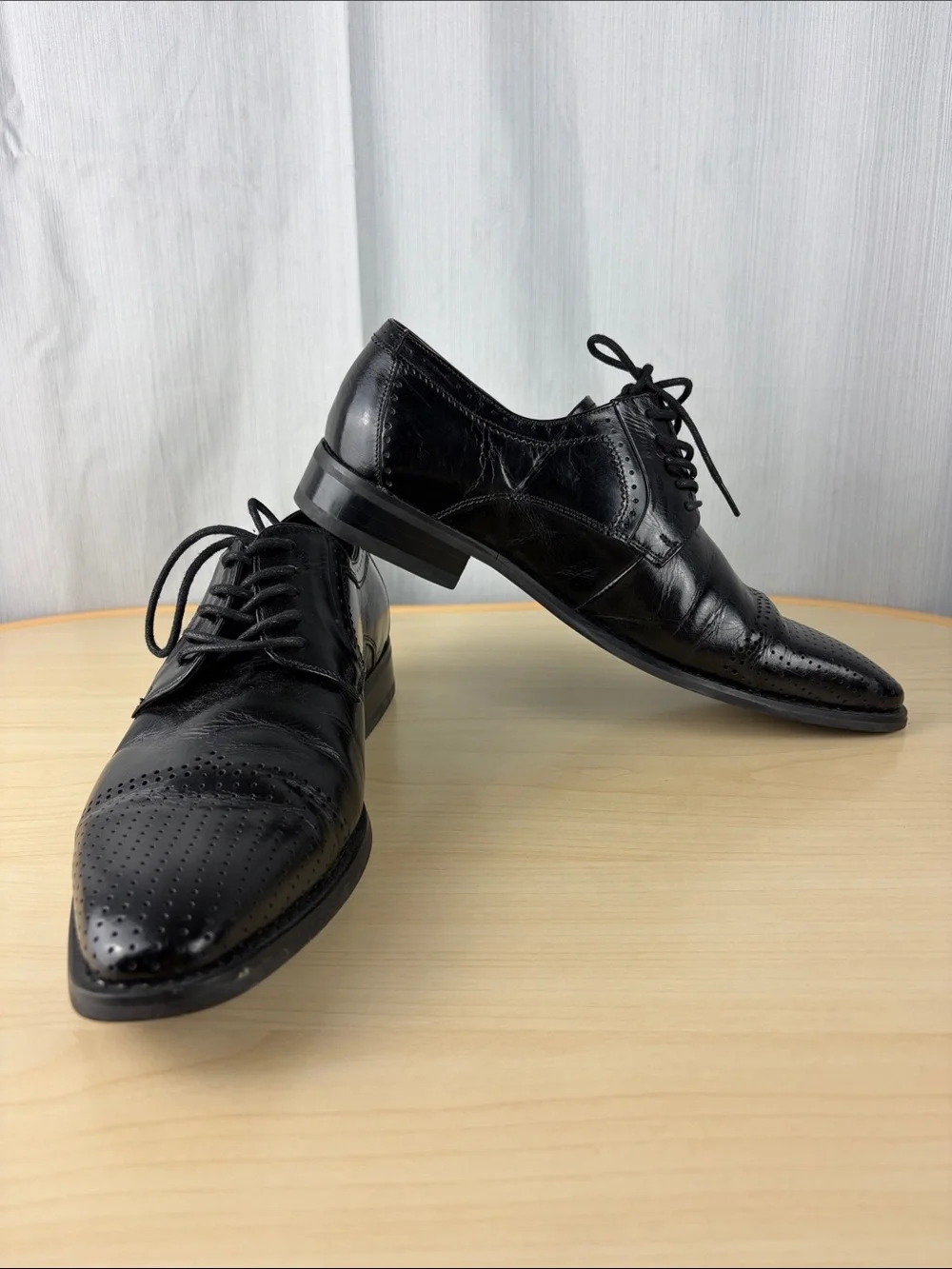 Stacy Adams Black Leather Wingtip Oxford Dress Shoes Men’s 8
